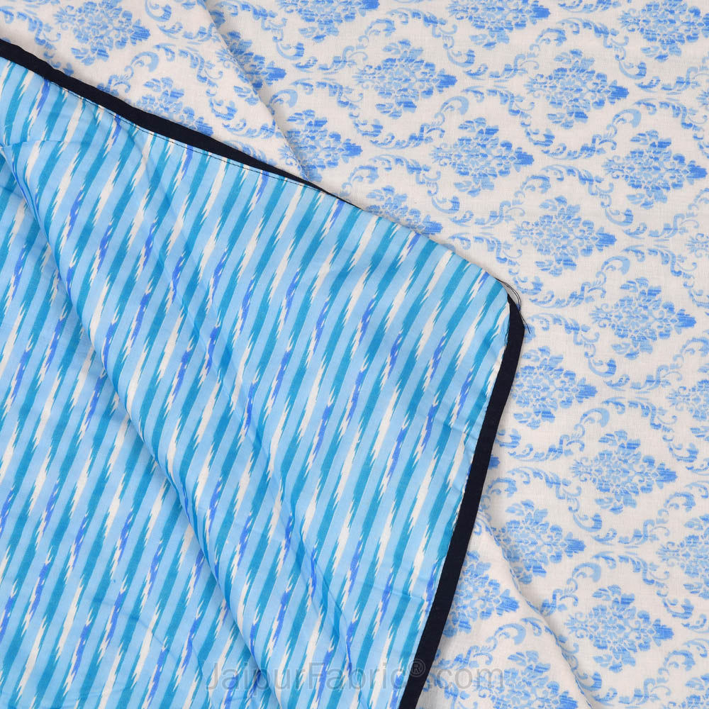 Ethnic Royal Blue Single Bed Dohar Blanket